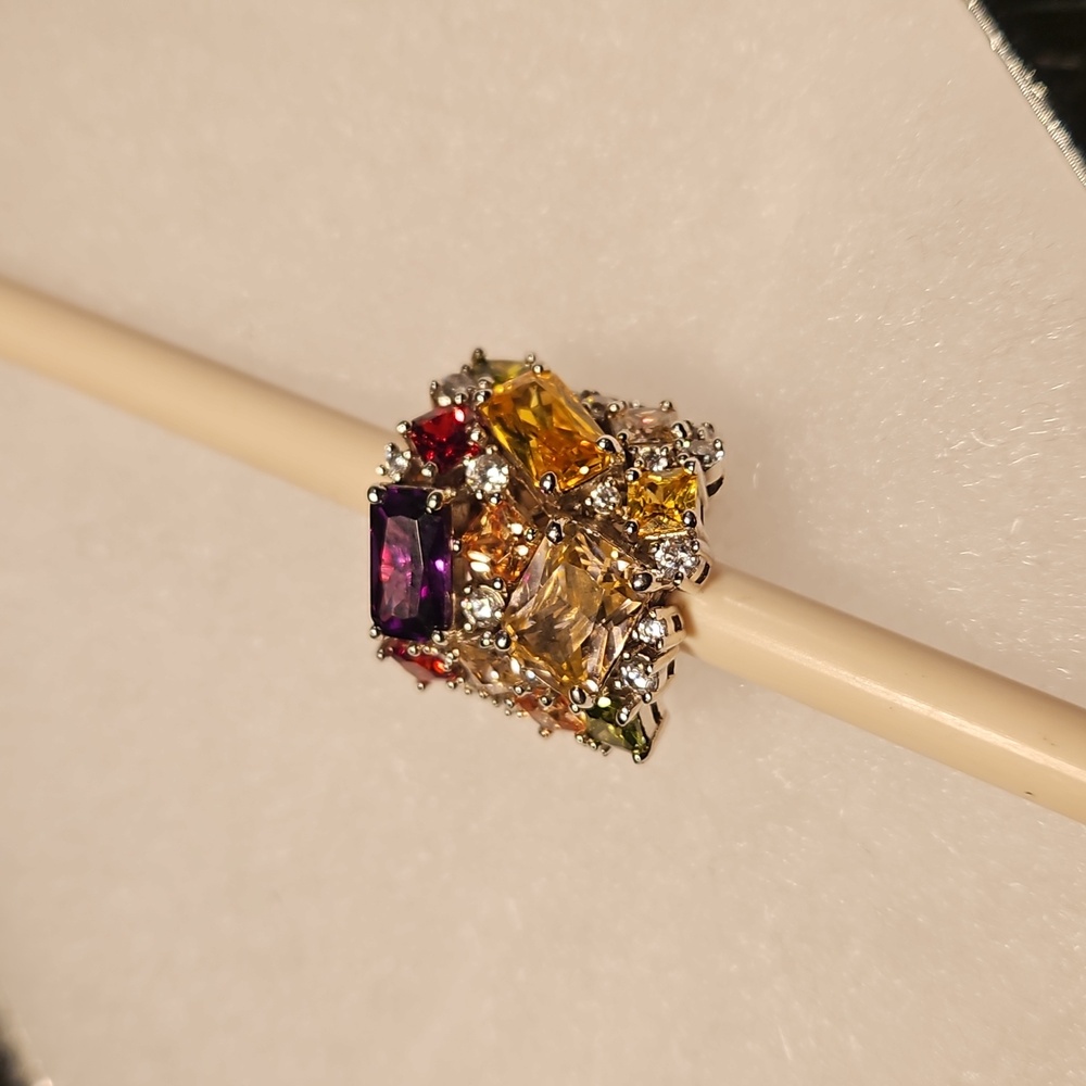 Multicolor Gemstone Cocktail Ring - image 3